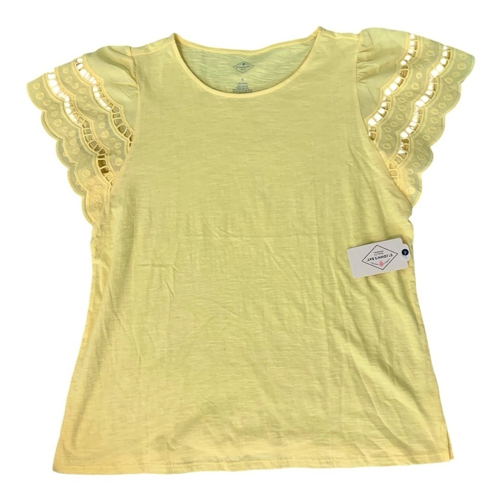St. John’s Bay Eyelet Flutter Sleeve Women’s Cotton Short sleeve Blouse